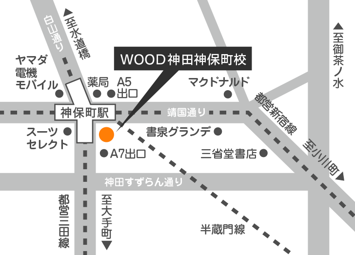 ギター教室ウッド神田校地図