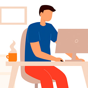 ネットでギターを独学してるイラスト